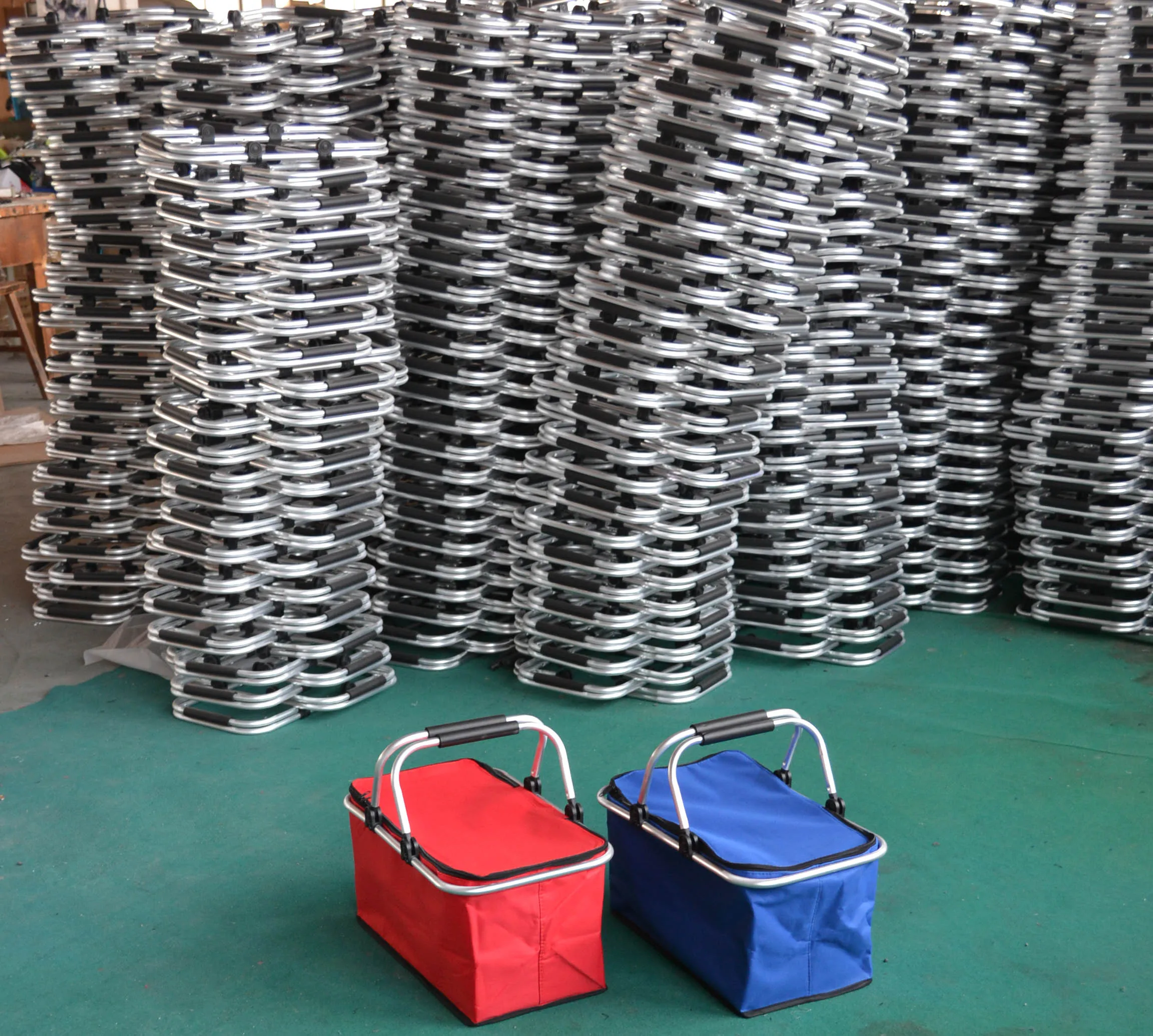 Custom Aluminium Foldable Shopping Basket Small Folding Canvas Insulated Mini Picnic for Sale