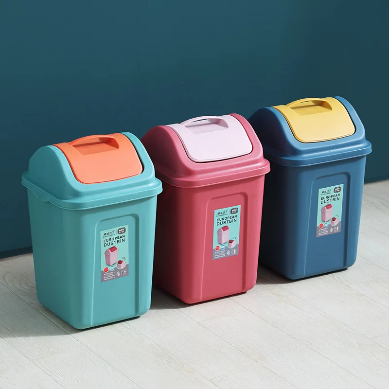 Wholesale Customized Logo Indoor Flip Lid Touchless Garbage Can Plastic Trash Bin With Lid Plastic Garbage Can