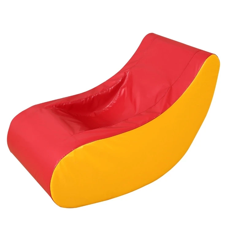 Customized Design Cheap Kids Soft Play Education Leather Sectional Sofa Red and Yellow Color Kids Soft Play
