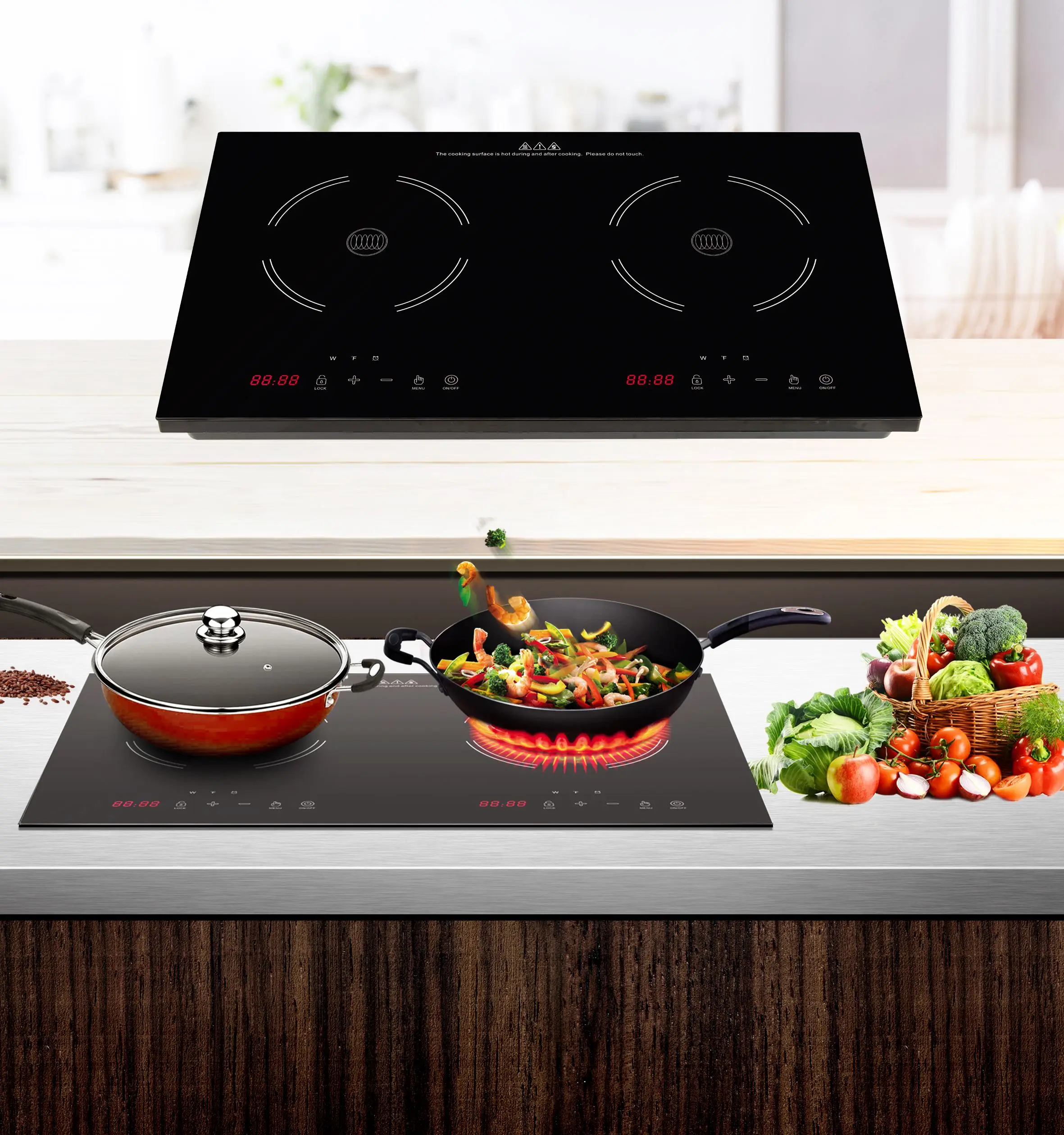 Best Quality Cheap Price Table Top Kitchen Appliances Restaurant Equipment 2200W 2 Burner Saving Energy Induction Cookops