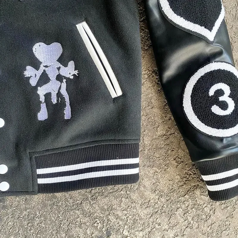 Wholesale Custom Embroidered Chenille Patch Vintage High Quality Pu Leather Sleeves Baseball Varsity Jacket