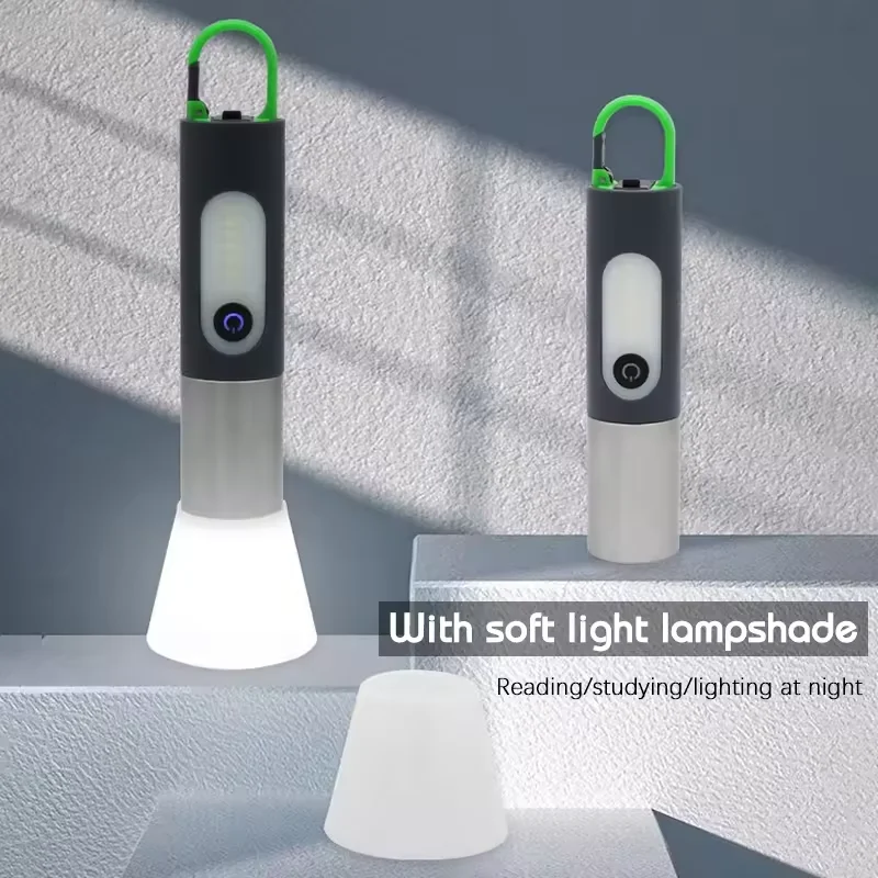 Aluminum Multifunctional Three Light Sources Type-c Tail Suspend Camping Light White Laser Super Bright Flashlight