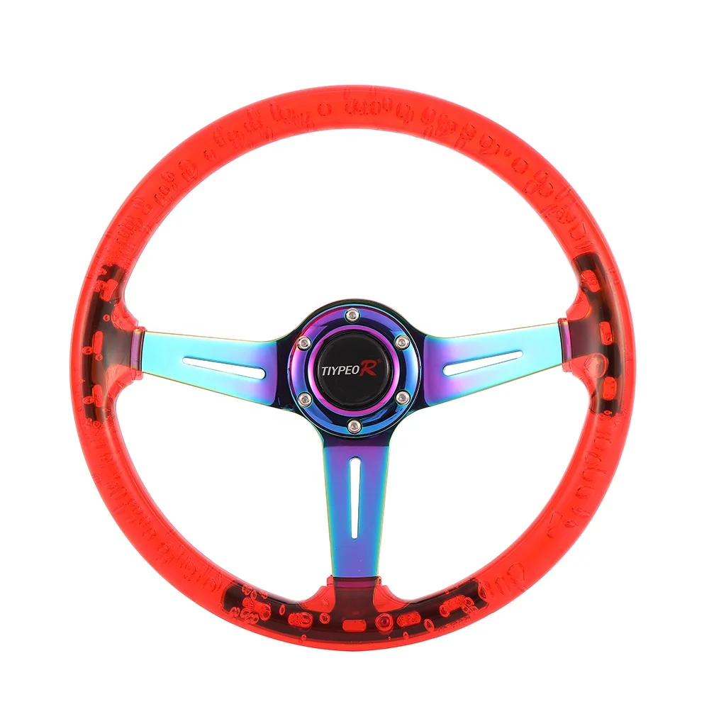 Factory supplier 6-hole 350mm deep dish crystal bubble neo spoke steering wheel