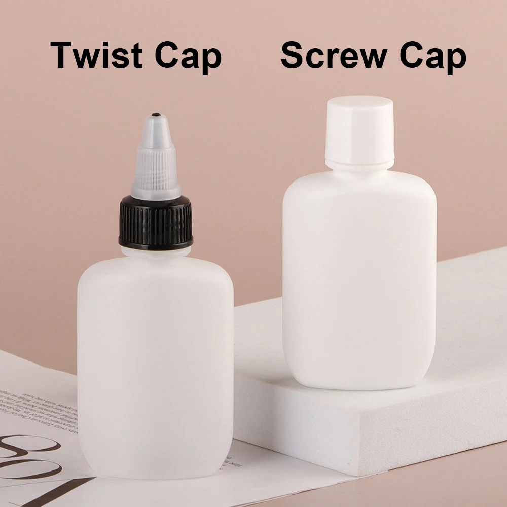 Wholesale Empty 40ml 60ml Liquid School Glue Botte Flat Empty Super Glue Bottles With Black Lid