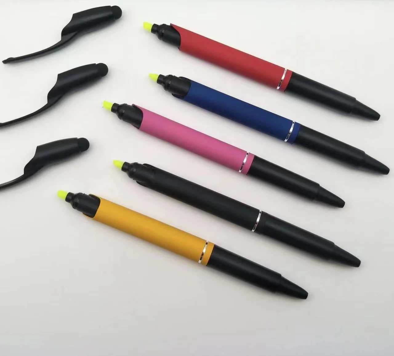Novelty Metal Ballpoint Pen With Text Highlighters Markers Multifunctional 3 in 1 Soft Touch Marker Pens Stylus