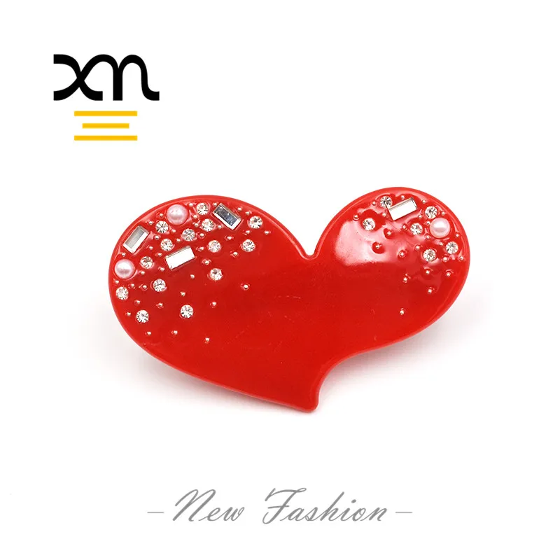 trendy heart hair clips for womens pearl large clips hair accessories resin plastic duck bill acetate hair grip clips for girls