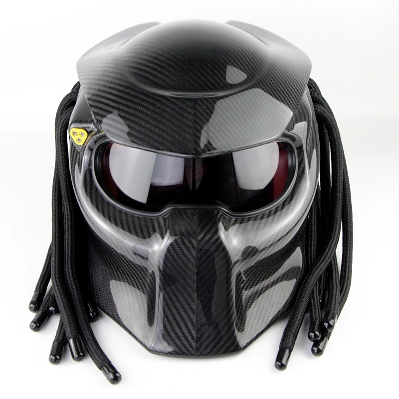 Soman SM957 Carbon Fiber Full Face Motorcycle Helmet Predator Style Casco with Laser red Light