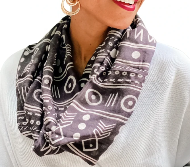 Lulu lucy wholesale Aztec tribal print lightweight african viscose infinity loop scarf spring fashion scarf multicolored