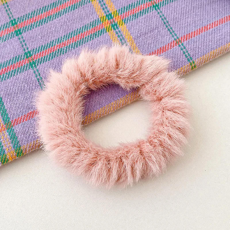 Youyan  New Scrunchie Winter Warm Hair Bands Scrunchie Soft Faux Fur Women Girls Elastic Hair fur Headband diademas por mayor