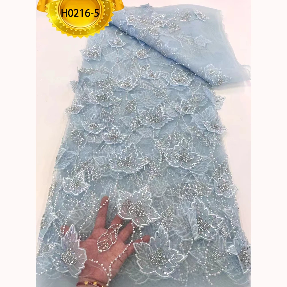 H216 Middle East Muslim new embroidery fabric beaded lace african french lace fabric women dress wedding bridal lace Ghana dress