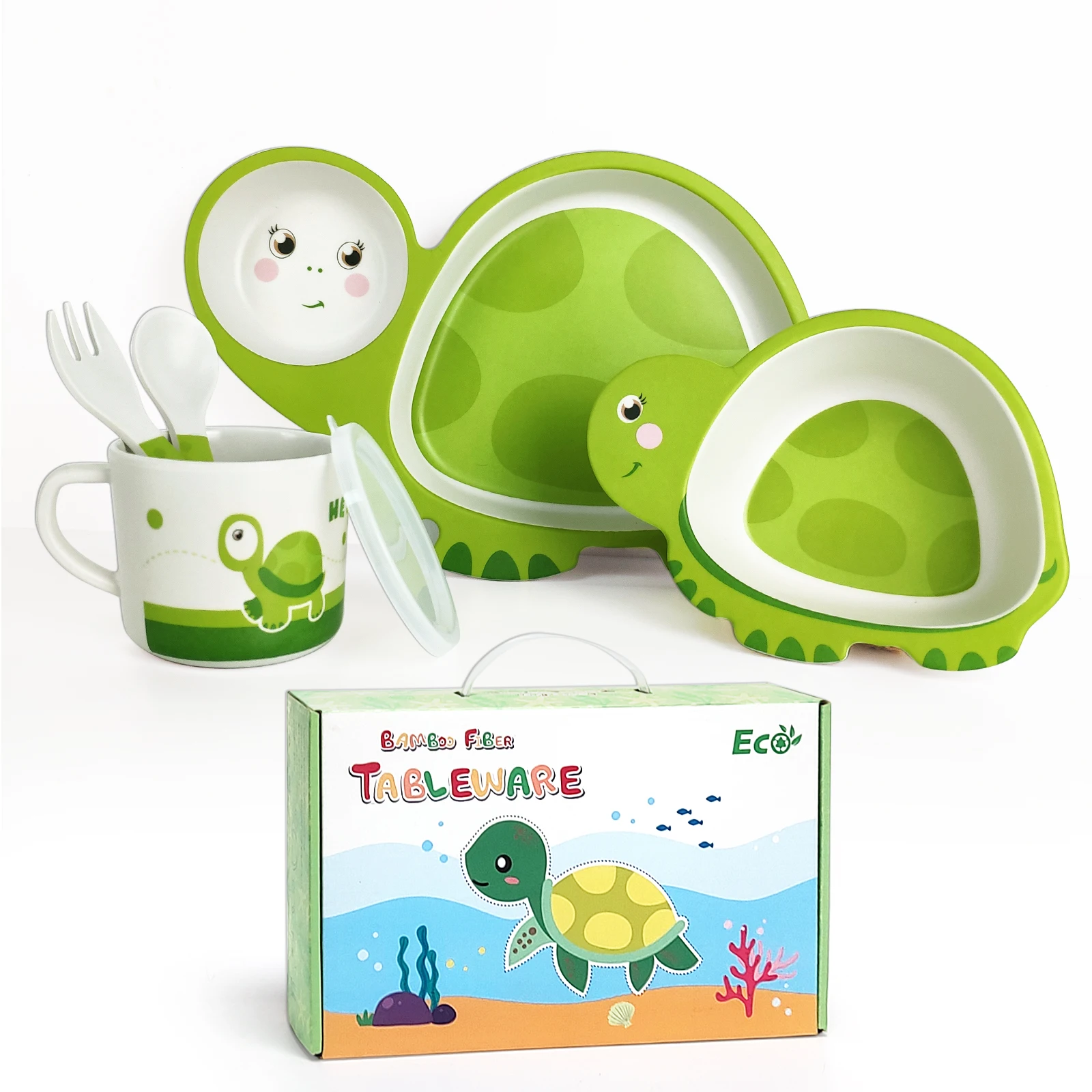 Biodegradable Non-Slip  magic Bamboo Fiber Kitchen Cutlery Set Anti-Skid Handle Design Bamboo Fiber Dinner Cups For Kids