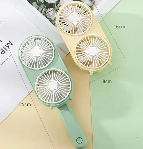 Rechargeable Double head mini USB electric rotatable folding hand fan