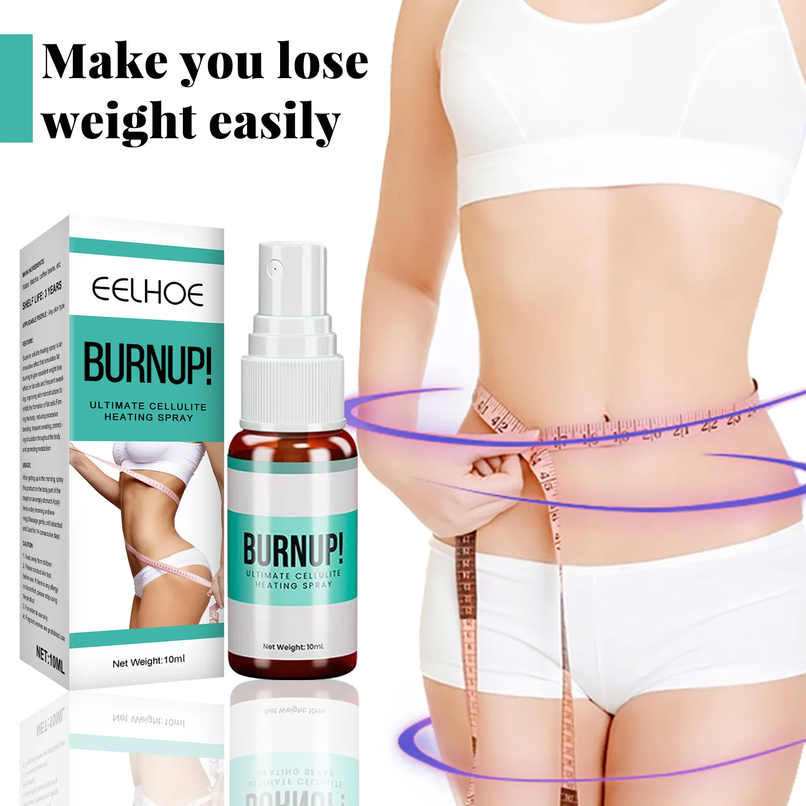 OEM Cellulite Heating Spray Weight Loss Fast Fat Burner Slimming Body Shaping Skin Tightening Spray BURN UP 10ml