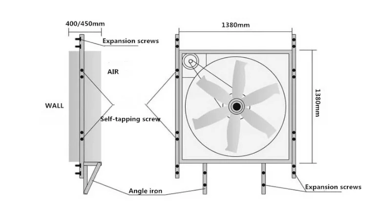 36.42.48.54 Inch 900.1060 1220 1380mm Industrial Ventilation Exhaust Fan For Greenhouse Poultry House