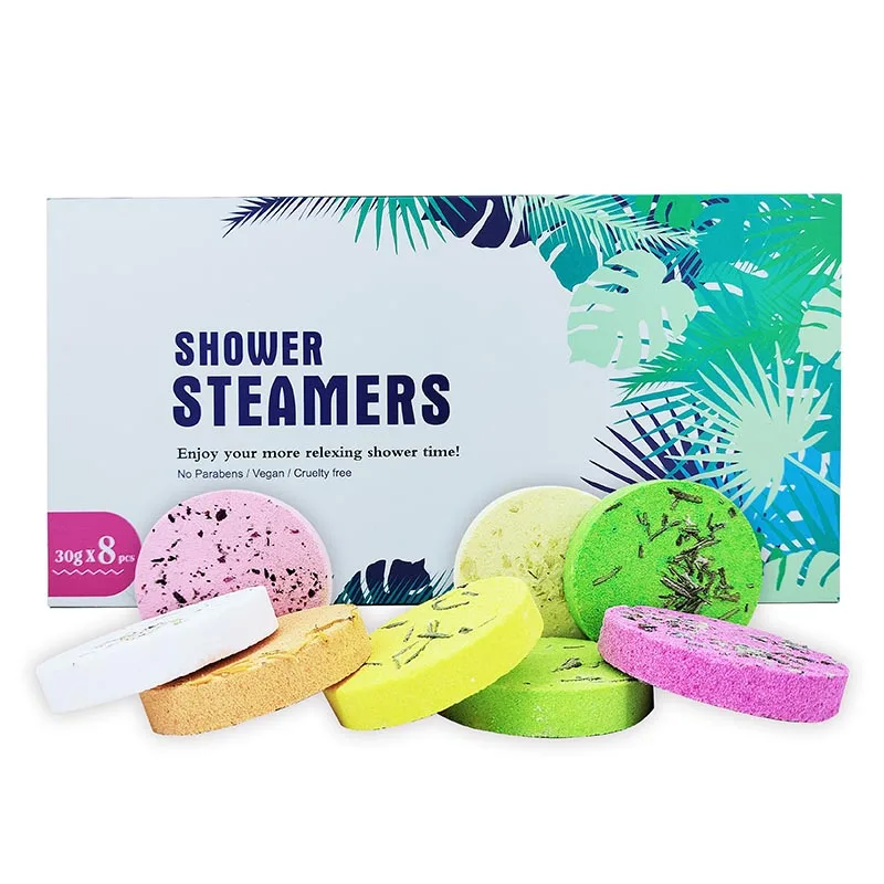 Bomei hot sell instock gift set organic lavender shower aromatherapy tablets vegan supplier aromatherapy luxury shower steamer