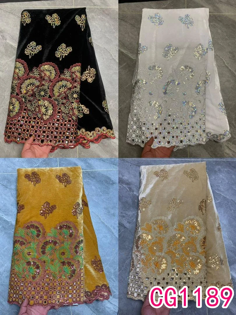 Luxury velvet sequin lace high quality lace fabric velvet embroidery sequins velvet lace fabric
