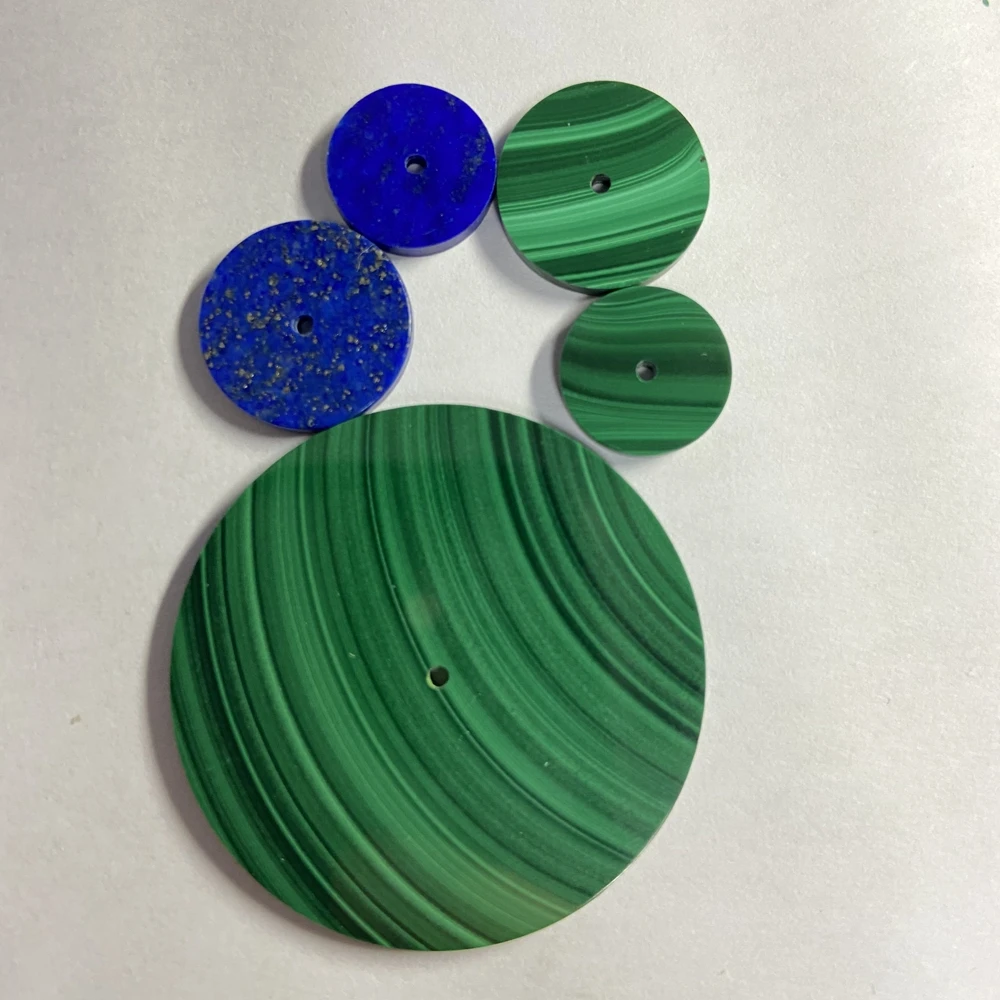 Natural Green Round  gemstone loose machine double flat coins  green malachite price for  art decoration