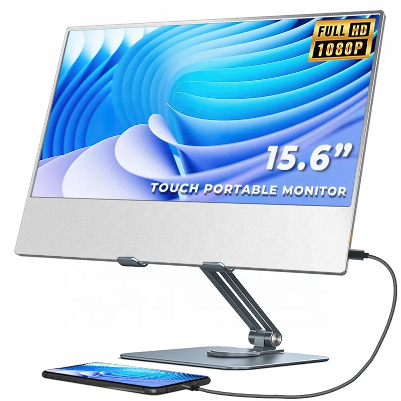 Super thin 5mm 15.6 inch Ultra-Narrow pc second screen 1080P touch LCD gaming portable monitor with speaker for laptop