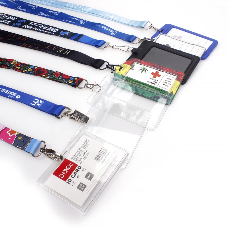 Custom Sublimation Printed Logo Polyester Lanyard ID Card Holder Neck Lanyard Strap with Logo Custom