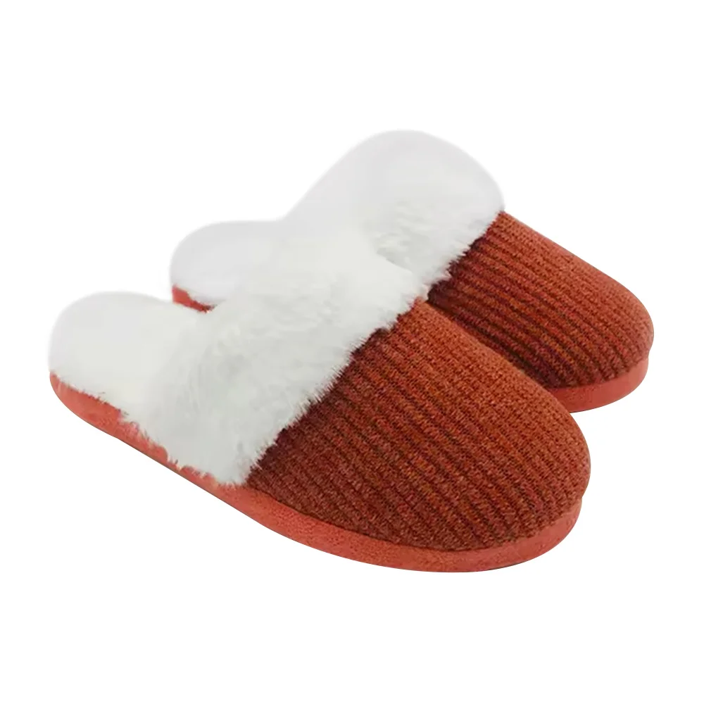 Женские бесшумные тапочки с противоскользящей подошвой теплые удобные пушистые домашние из искусственного меха для спальни эффектом памяти