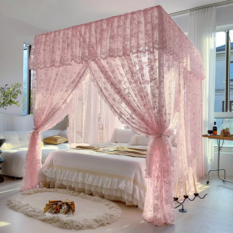 Wholesale Palace Royal Luxury Summer Three doors Landing Thickened  Densified Lace Princess Mosquito Net