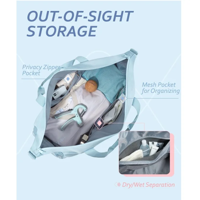 Premium Lightweight Weekender Gym Sports Duffle Bag  With Shoe Compartment For Women Girl Lady