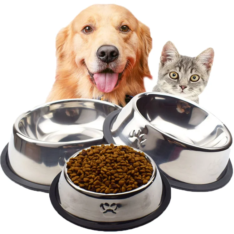 
Durable stainless steel pet bowl anti-slip dog bowl food water feeders pets bowl pet Custom logo 