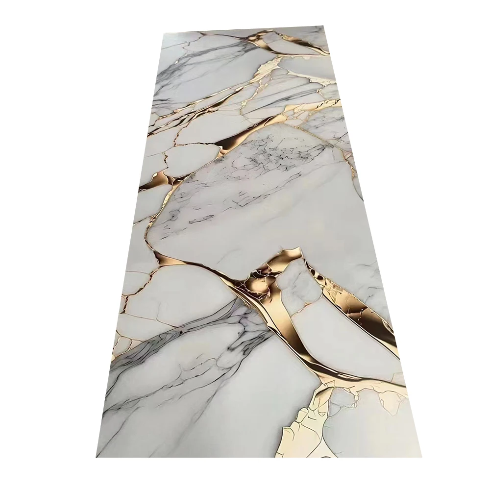 Factory High Glossy 3D printing Marble Sheet Uv Coating Pvc Marble Decorative Plastic Sheets Uv Wall Panels