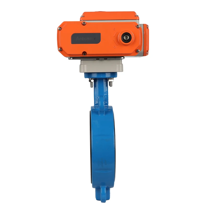 DN100 PN16 4 inch 12 Volt PTFE Lined Wafer Type Electric Actuator Butterfly Valve Cast Iron Motorized Butterfly Valve