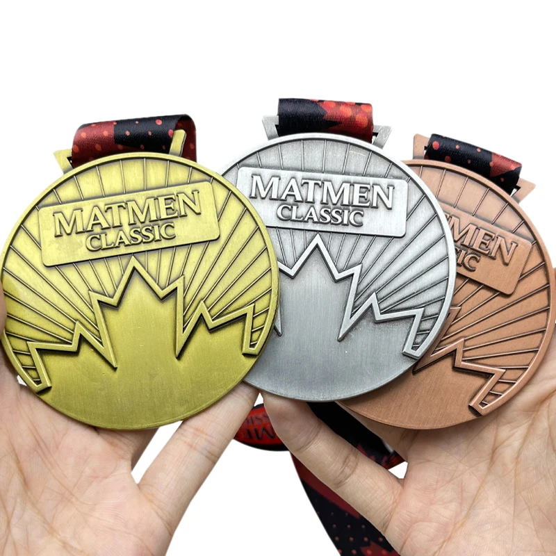 Taskwingifts Wholesale custom metal zinc alloy 3d plating shiny gold dragon award medal with ribbon