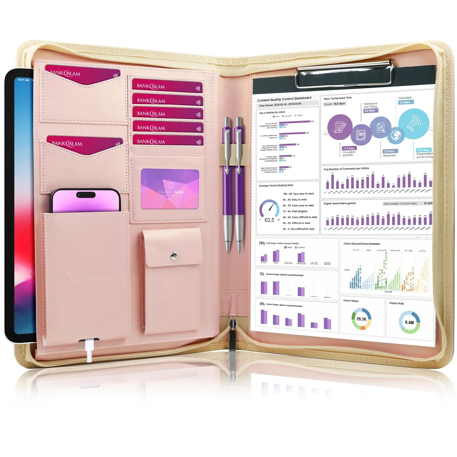 custom luxury men women waterproof leather briefcase memo pad clipboard document binder file folder business portfolio organizer