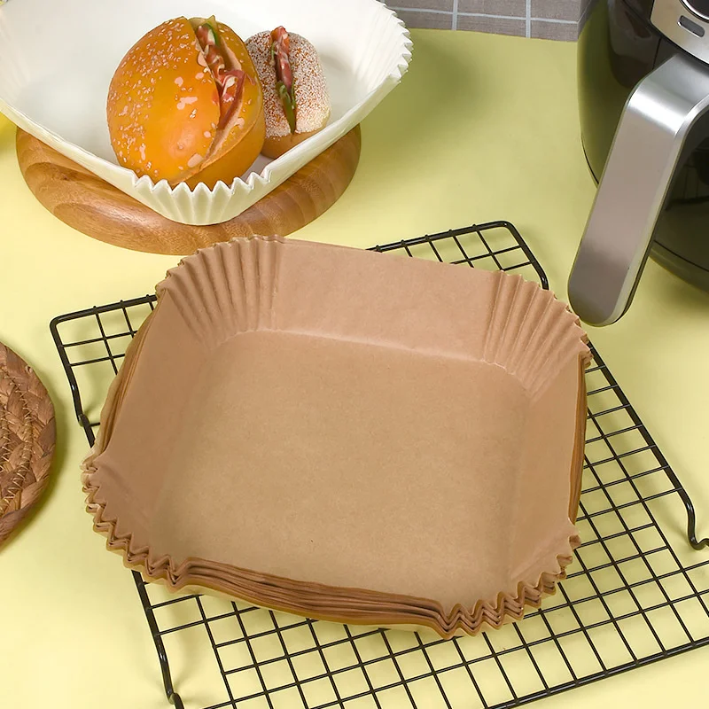 Food Grade High Temperature Resistant 100 pcs Non-stick Air Fryer Disposable Paper Liners Square Round Air Fryer Liners