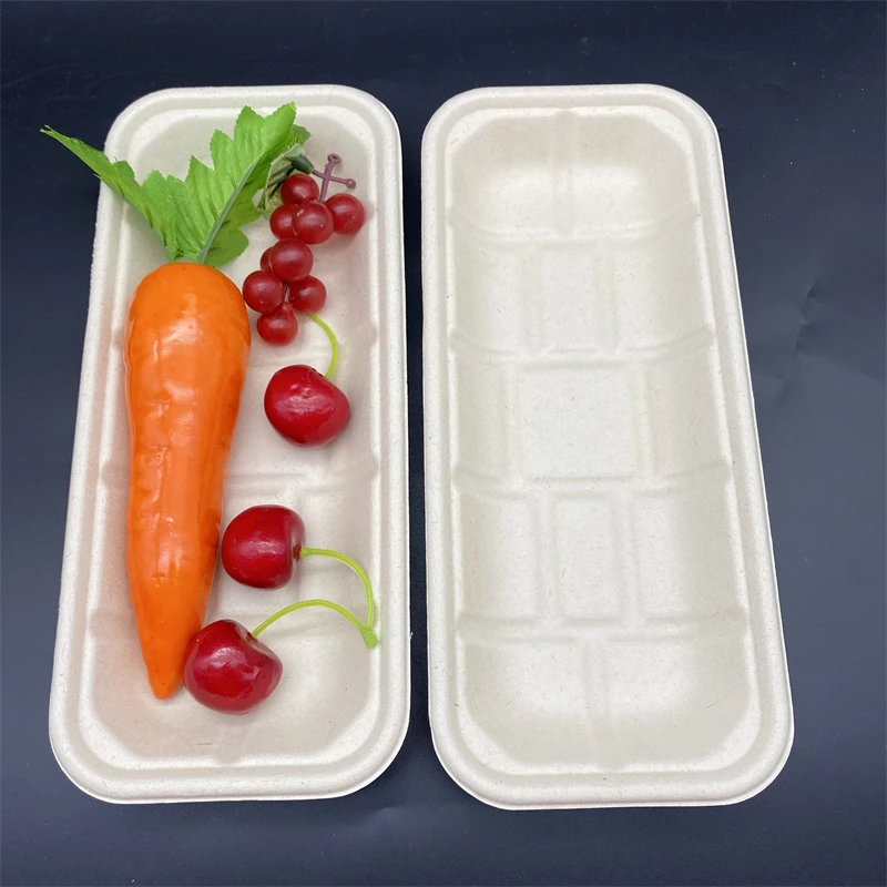 Biodegradable Paper Pulp Fruit Meat Tray Rectangle Square Disposable Food Tray