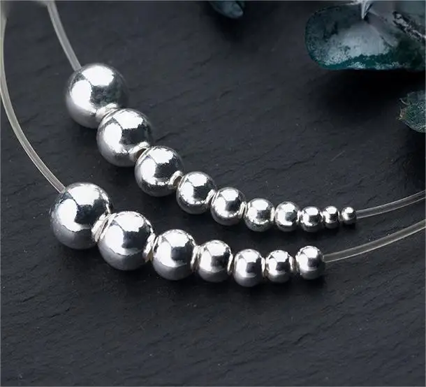 GP 100p sterling silver 925 round spacer beads 2-10mm silver ball beads permanent jewelry chains making round seamless beads