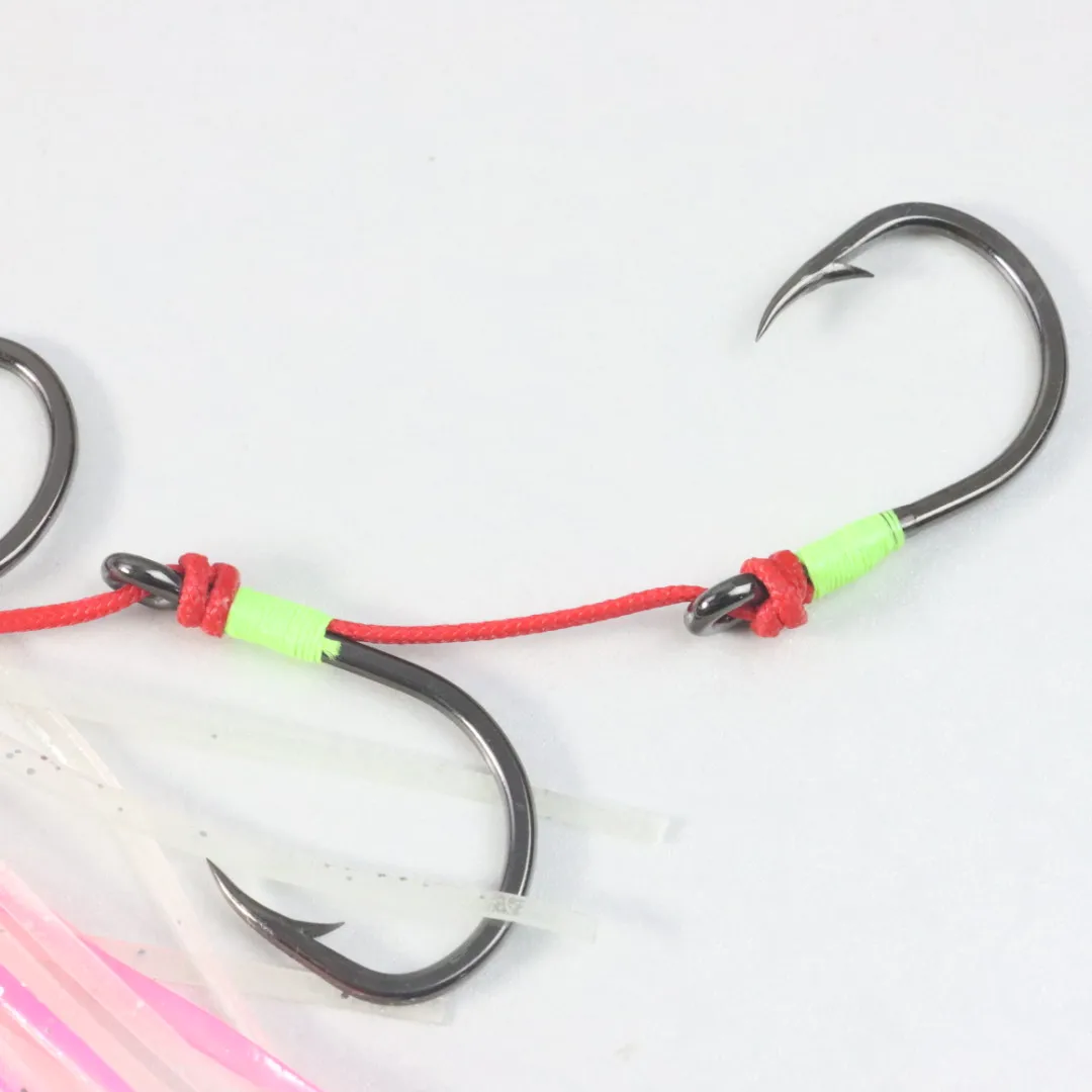Customized Sizes Luminous Octopus Squid Skirt Assist Hooks 6/0  7/0  8/0  9/0  Jigging 3 Hook Rigs