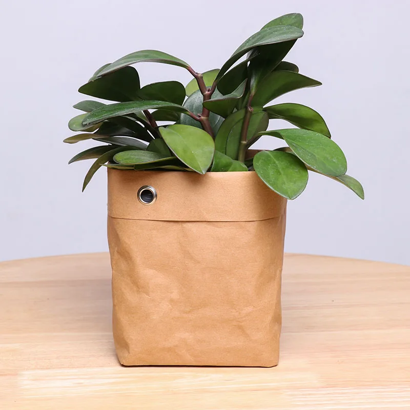 Custom Waterproof Washable Collapsible Storage Box Bucket Reusable Plant Flower Pots Nordic Tyvek Kraft Paper Bag Box