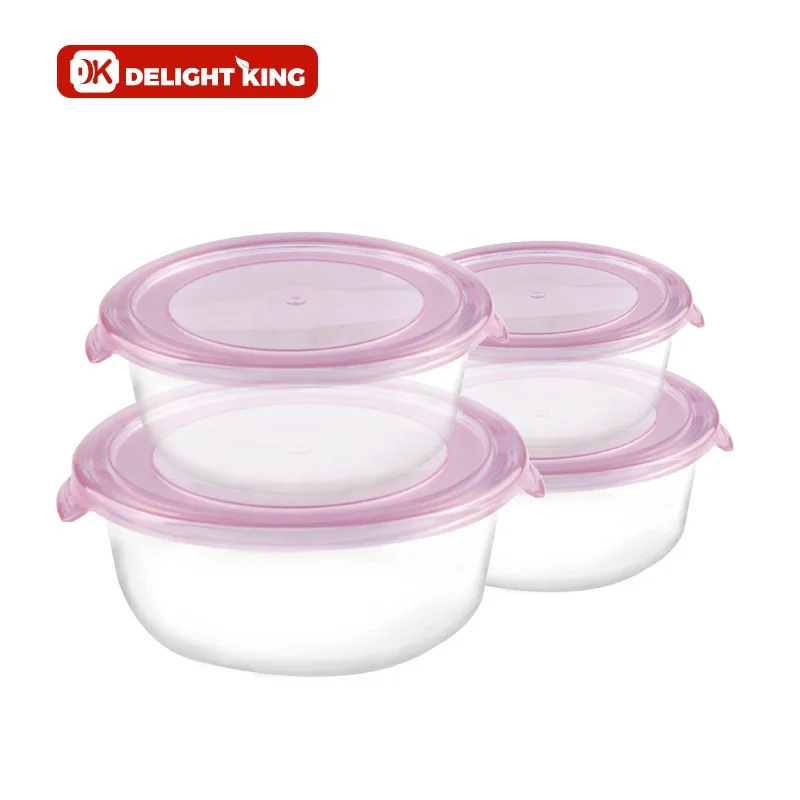High borosilicate round glass food container set with plastic lid BPA free eco-friendly food storage packaging containers