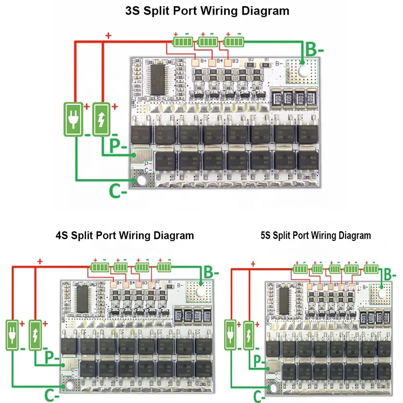 3S 4S 5S BMS 100A Lithium Polymer LiFePO4 Battery Protection Circuit Board Balance Charging