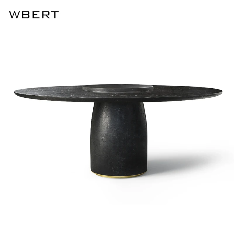 WBERT Luxury Stone Table Set Small Nordic round Marble Table for Modern Living Room Solid and Creative Dining Table