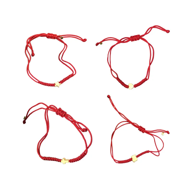 Classic Spain Touses bear S925 silver red rope bracelet fashion heart star beads red adjustable bracelet