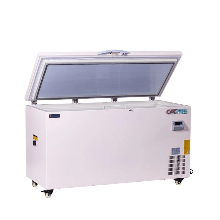 2024 hot sell  tuna storage supermarket deep  freezer 420L food deep Freezers -60 Degree seafood ultra low deep Freezer with ETL