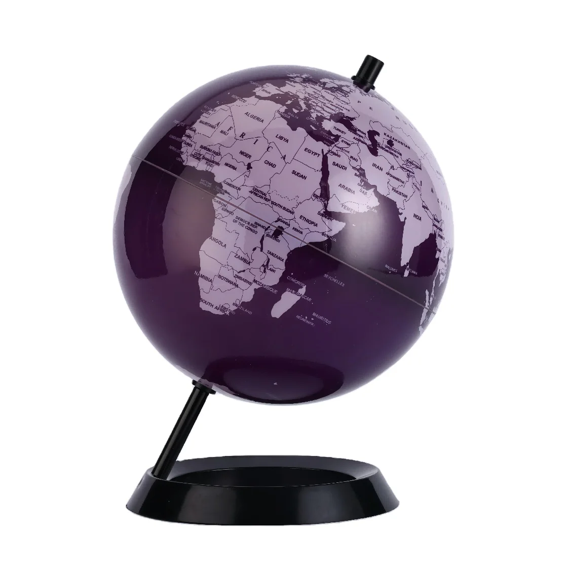 Plastic and wooden bases with various designs, including brackets, world maps, globes, office desktop ornaments