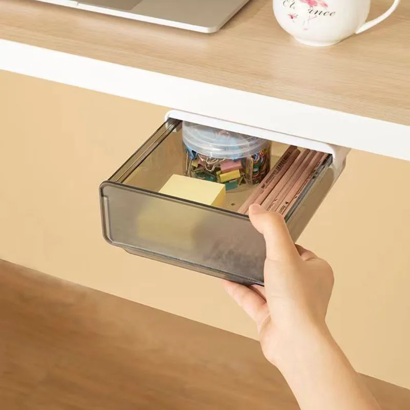 Drawer Type Storage Box Under The Table Covert Desk Low Paste Type Transparent New Hidden Artifact