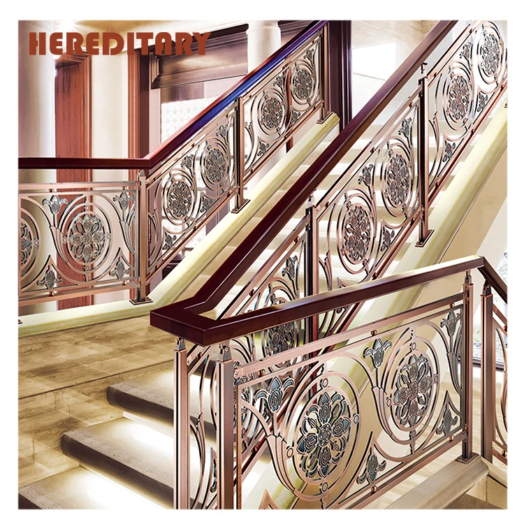 Brass railing carven panels laser cut aluminum handrail