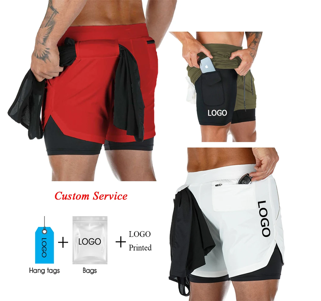 Мужские шорты для бега, спортивные свободные мужские трикотажные шорты 2 в 1 для отдыха на открытом воздухе с четырьмя карманами и кулиской, тренировочные трикотажные шорты