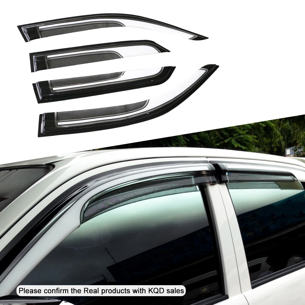 4x4 Accessories Exterior Car Rain Shield Chrome Black Two-tone Window Sun Visor for Toyota Fortuner 2016-on