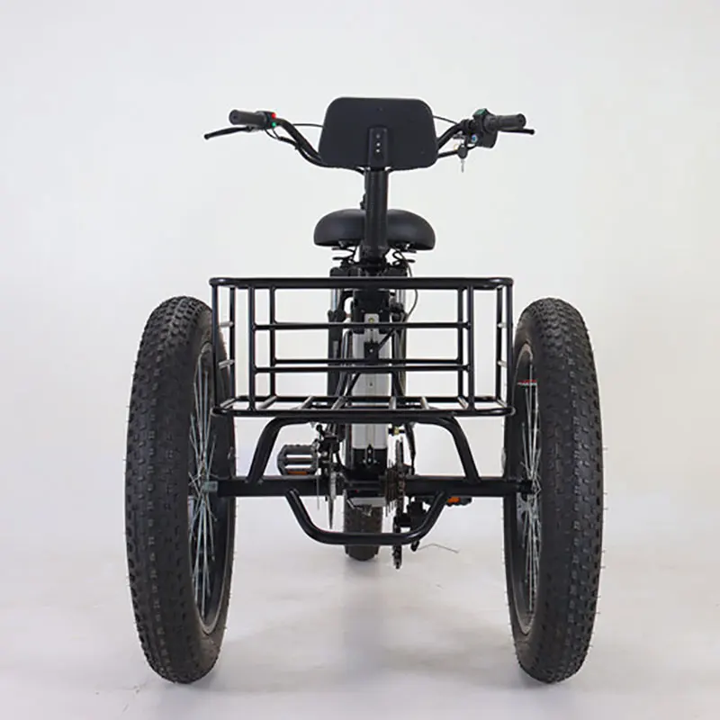 500W Big Power 20*4 Inch Fat Tire 3 Wheel Electric Tricycle With Rear Basket 3 Wheel Electric Cargo Bike Cargo Tricycle