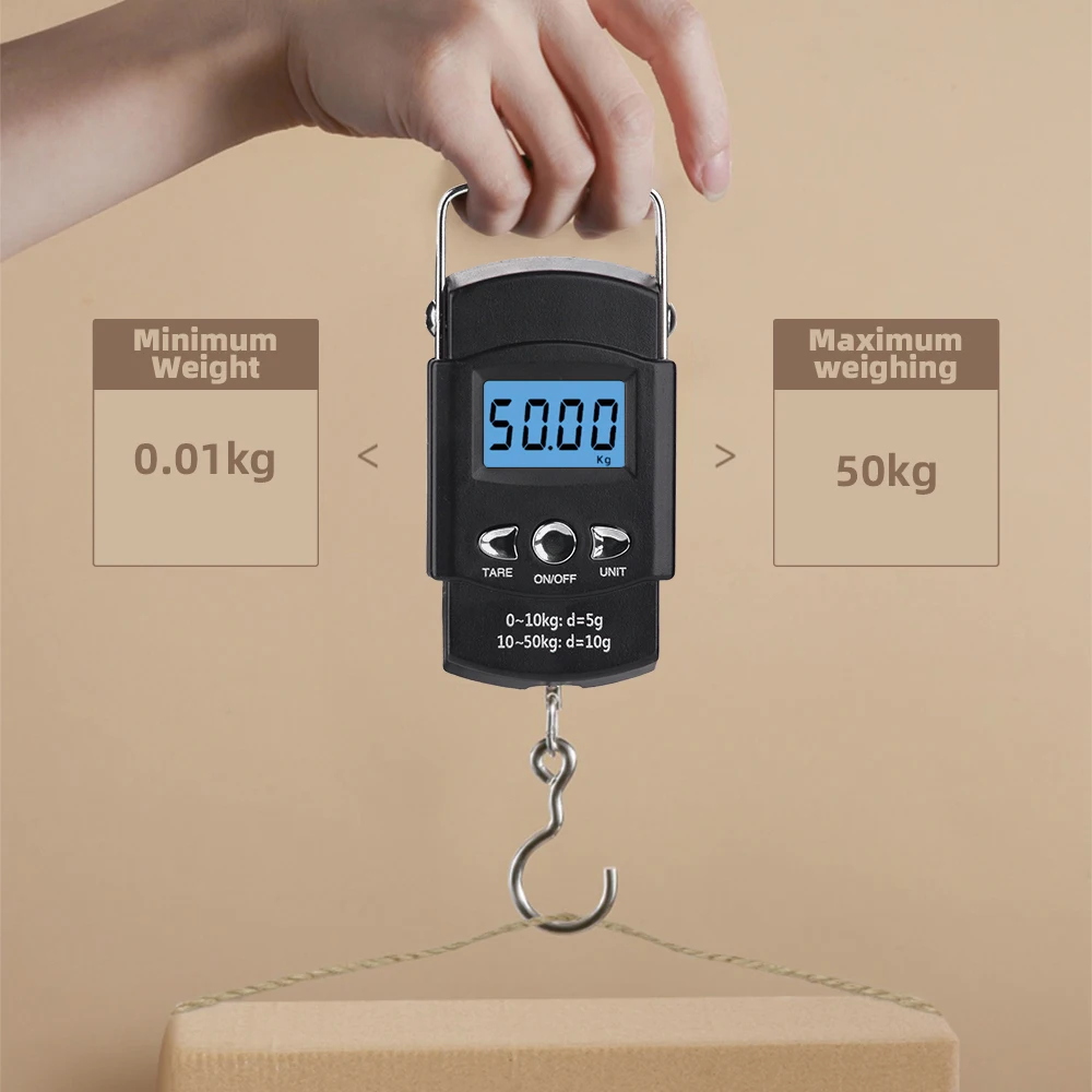 50KG multi-scenario application  digital portable balance weight fishing hanging weight scale with ruler