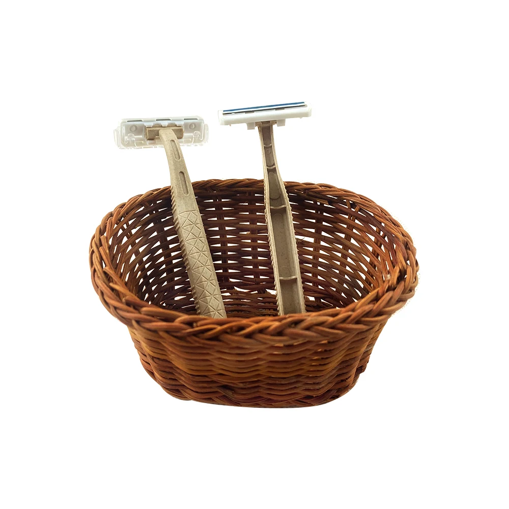 Wholesale Biodegradable Disposable Wheat Straw Eco Friendly Triple Blades Super Quality Shaving Razor