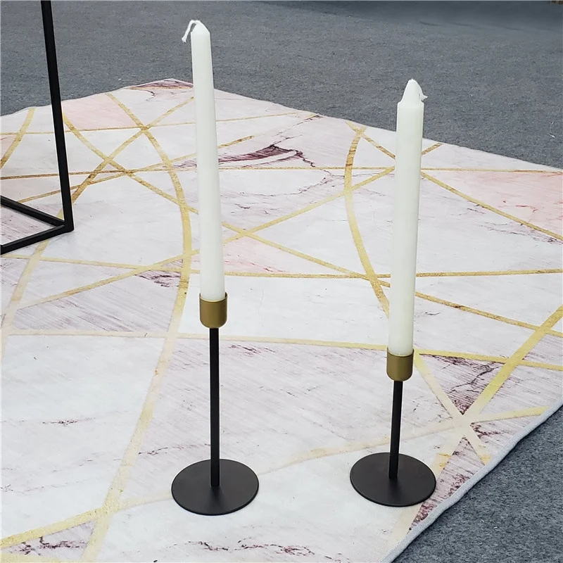 2021 Wholesale Customizable Gold&Black Metal Taper Decorative Lantern Candle Holder For Home Decor